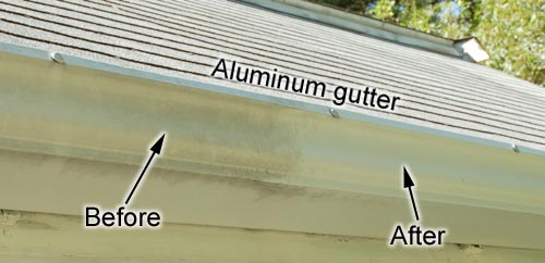 Aluminum gutter - before and after