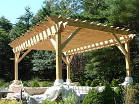 Unpainted pergola